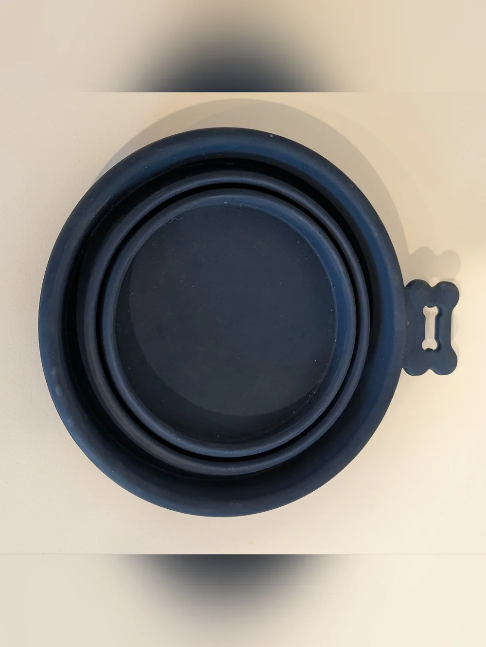 Collapsible Silicone Pet Travel Bowl in Navy Blue